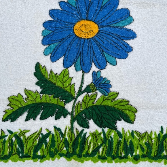 Vintage Cannon Bath Towel Lot 70s Retro Hydrangea Iris Daisy Floral Fringe MCM - Picture 13 of 16